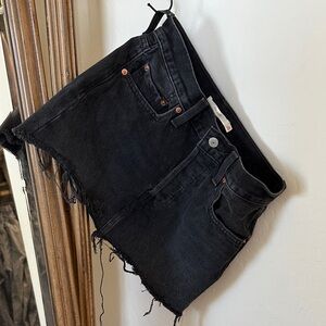 Levi's Black Frayed Denim Skirt